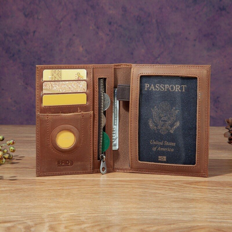 Travel Accessories Passport Holder - Elegante Porta Pasaportes Unisex de Cuero